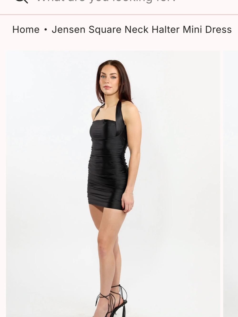 Jensen Black Square-Neck Halter Ruched Mini Dress